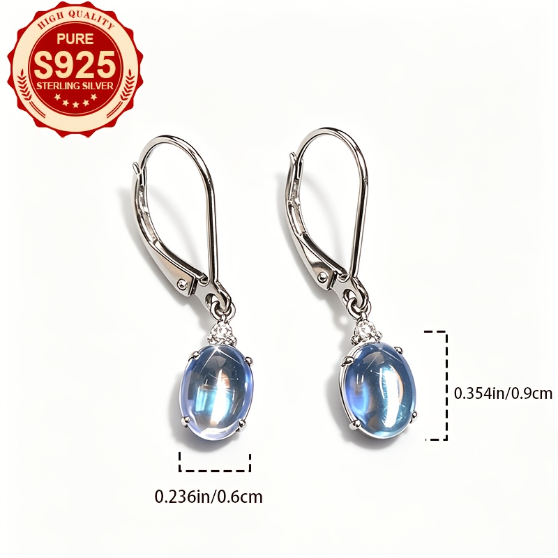 Women's S925 Silver Iridescent Opal Ear Hooks, Elegant & Bling
